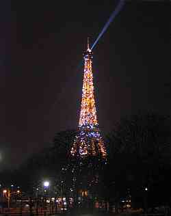 the eiffel tower, all lit up